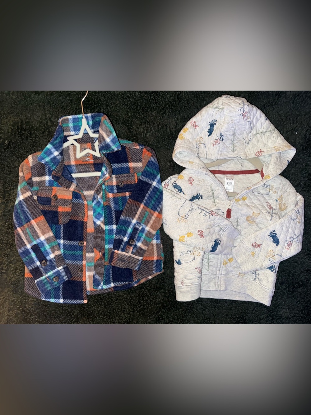 Carter's Navy Plaid Button‑Down Shirt - Blue Teal Orange Brown
